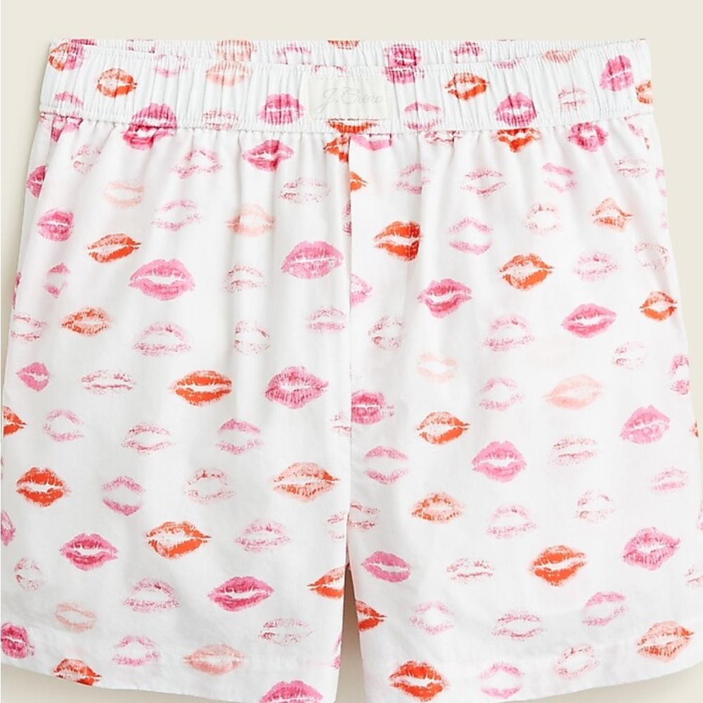 J. Crew High Waist White and Pink Shorts with Playful Print